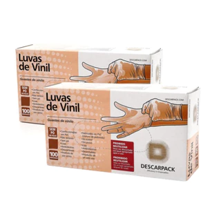 Kit 2 Luva Descarpack de Vinil Sem Pó Descartável 100 Uni em Oferta na Shopee