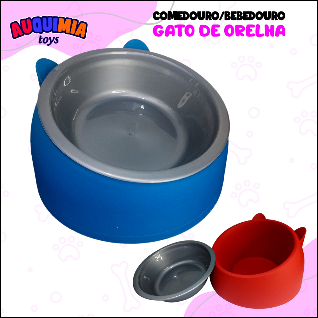 COMEDOURO E BEBEDOURO PARA GATOS ADUTOS E FILHOTES ERGONOMICO COM TIGELA E COMEDOURO ALTO