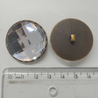 Botão Pedraria Prata com Pézinho Ouro Velho - 6 Unidades