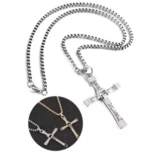 Cordão Masculino Corrente de Cruz Dom Toretto Velozes e Furiosos Aço Inox Prata Dourado
