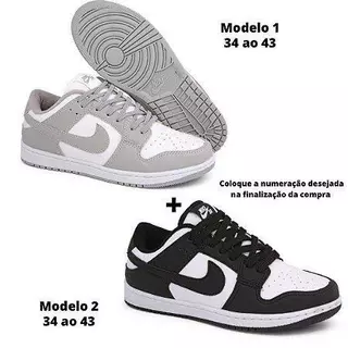 Kit com 2 pares de tênis casual unissex leve e confortável