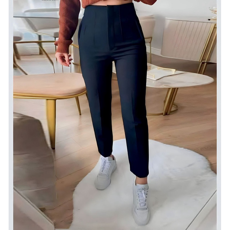 Calça Alfaiataria Zara Feminina Cintura Alta Com ziper Social Lançamento Moda Luxo Blogueirinha