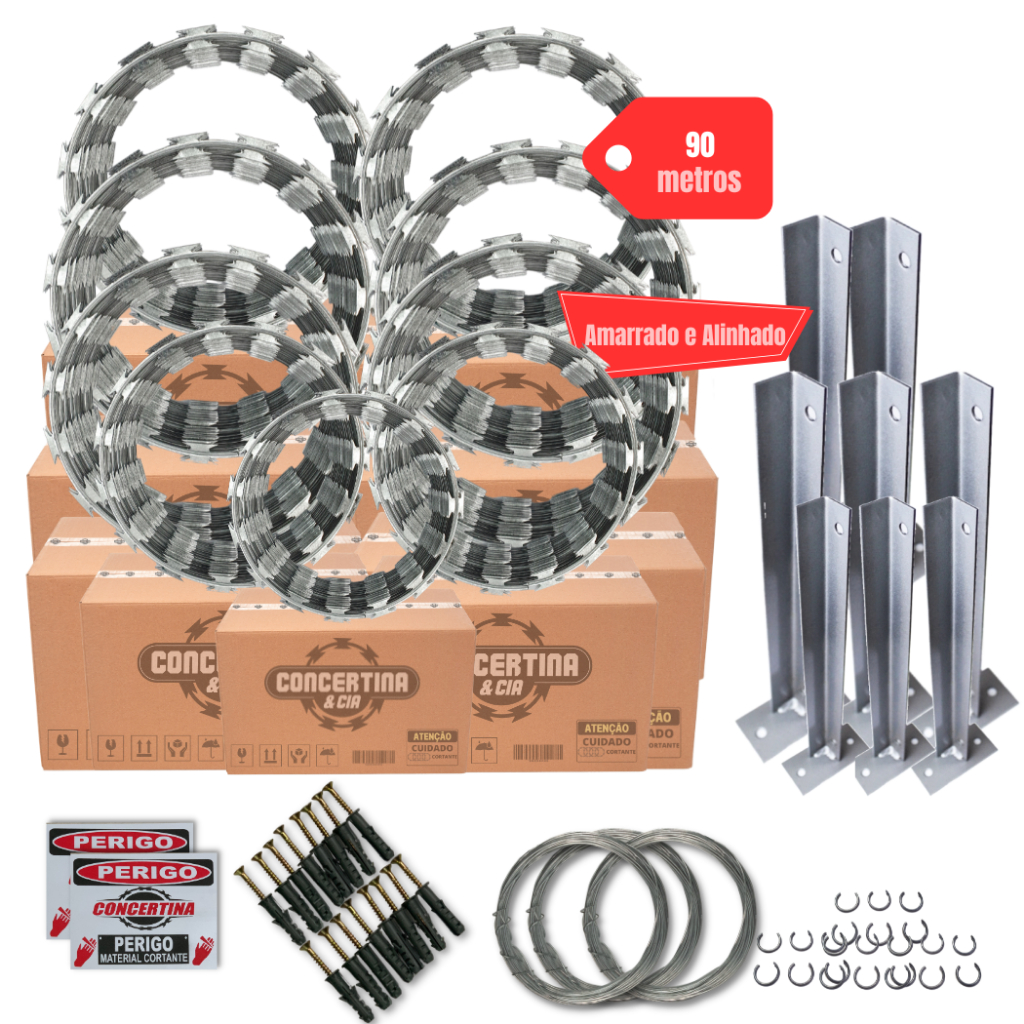 90 Metrôs De Cerca Concertina 30 Cm Com Kit Instalação | Shopee Brasil