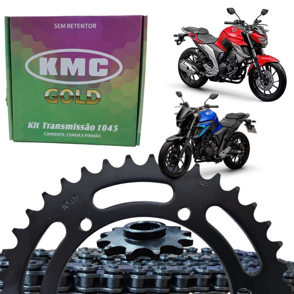 KIT RELAÇÃO TRANSMISÃO KMC GOLD FAZER 250 FZ25 2018 A 2024