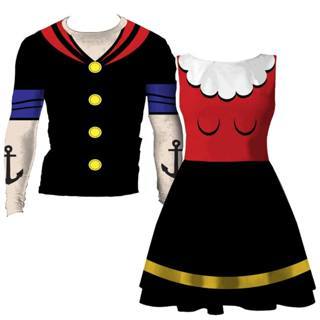 KIT CASAL COSPLAY CARNAVAL OLIVIA E POPAY