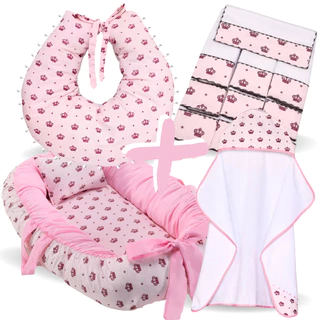 Kit Toalha de Banho Bebe Forrada + Ninho Redutor de Berço + 6 Toalha de Ombro + Almofada Amamentação em Oferta na Shopee