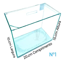 Aquário 20x10x15 cm beteira n1 para peixes e plantas vidro retangular 3 litros vidro 3mm