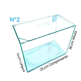 Aquário N2 Retangular 25x13x17cm 5 Litros para Peixes Ornamentais e Plantas de Vidro com Tampa