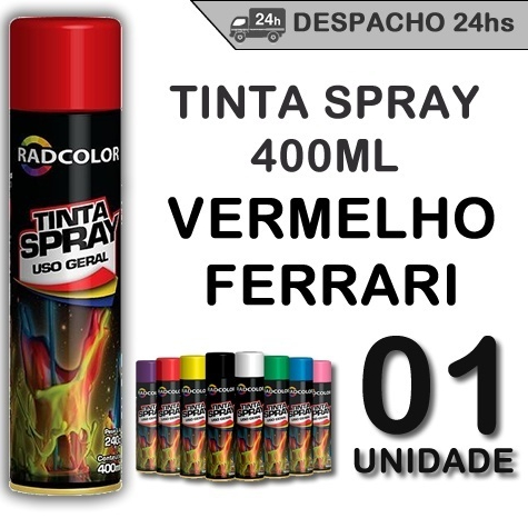 Tinta Spray Vermelho Ferrari Uso Geral Automotivo 400ml Radcolor ...
