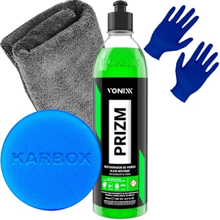 Kit Removedor de Chuva Acida Prizm Vonixx Tira Manchas Vidro Automotivo Toalha Pano Aplicador e Luva