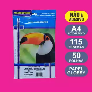 Papel Fotográfico Glossy 115gr 50 Folhas A4 À Prova D'água MasterPrint