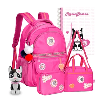 Kit Escolar Mochila Estojo Squeeze E Lancheira Térmica Rebecca Bonbon RB2444