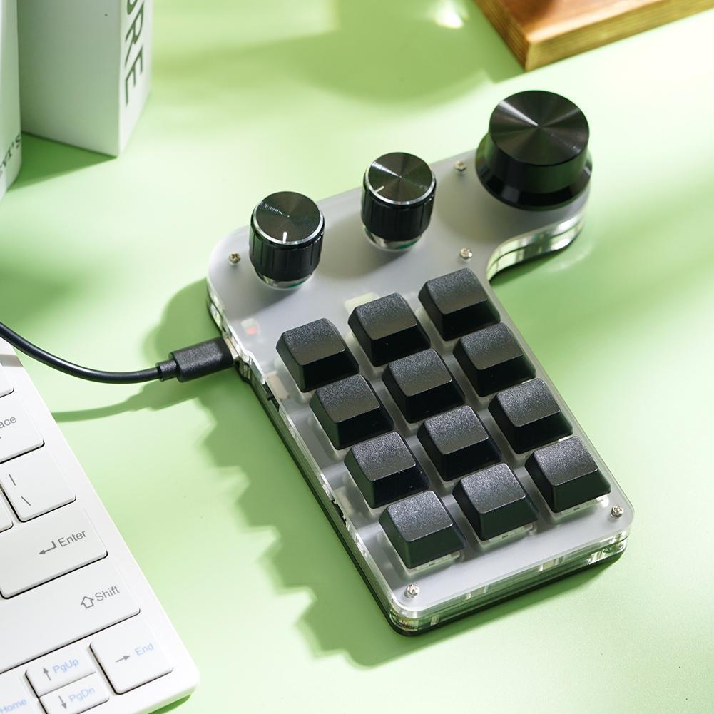 Macropad RGB 12 Teclas + 3 Knobs - Teclado Mecânico Customizável para Gamers e Videomakers