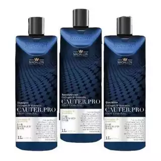 Kit Cauterização Capilar 1L (3 Passos) Shampoo + Reconstrutor + Queratina Madallon