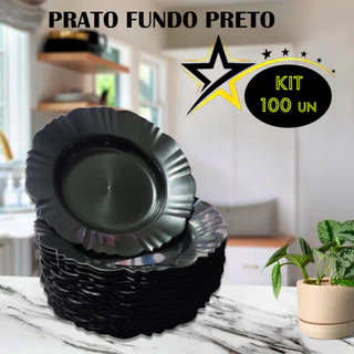 PRATOS PETALA FUNDO KIT C/100 UNIDADES REFEIÇAO ALMOÇO PLASTICO JANTAR CHURRASCO FESTAS COMIDA