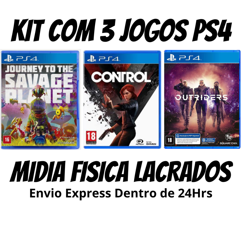 Kit com 3 Jogos PS4 Midia Fisica Lacrado Control / Outriders / Savage Planet