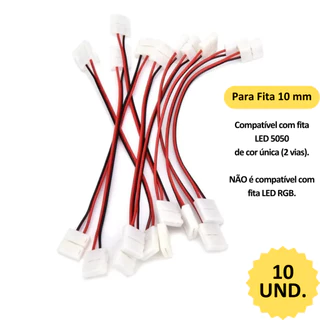 10 Emenda 10mm Com Extensor Flexível Para Fita LED 5050 Cor Única 2 Vias