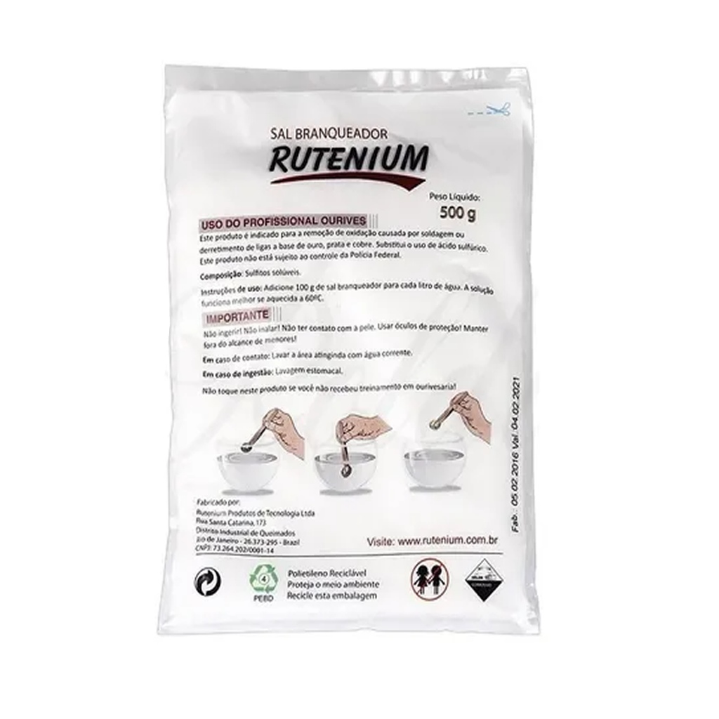 Sal Branqueador 500g Acido Sulfúrico Rutenium Rende até 5 litros ...