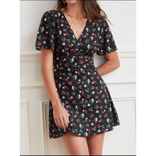 SHEIN PETITE Vestido De Verão Com Alças Florais E Plissado Em