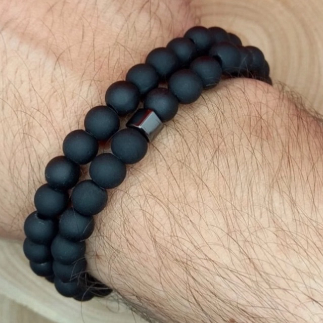 Combo Pulseira preta fosca Vintage - ótima qualidade.