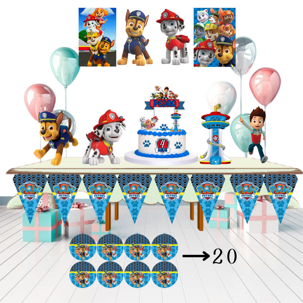 Kit Festa Pronta Patrulha Canina - Decoração com 37 itens