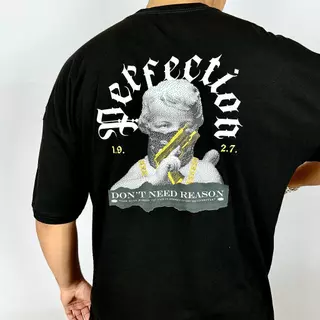 Camiseta OVERSIZED estampada blusa camisa Streetwear em algodão 30.1 modelo Perfection anjo preta Premium OVERSIZED
