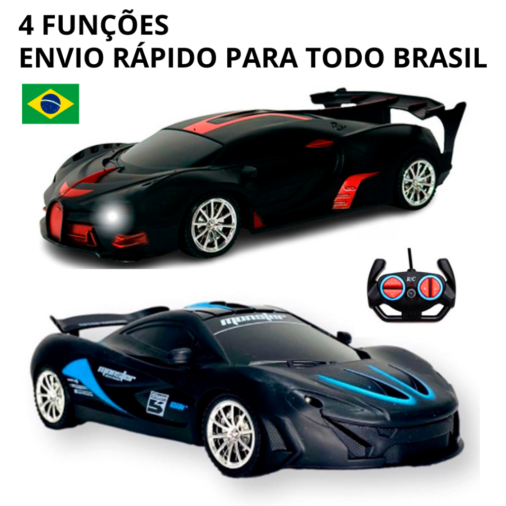 Carrinho de Controle Remoto Esportivo Para Crianças Acende Faróis Bateria Recarregável Automodelo Competição Ferrari Lamborghini Bugati McLaren Velocidade Promoção Liquidação