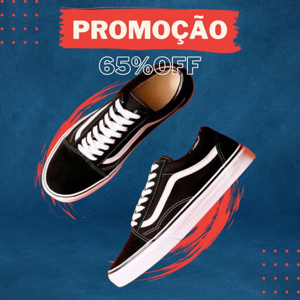 Tênis Vans Old Skool Vulcanizado - Promoção Exclusiva Skatista Tradicional - Cano Baixo - Preto Unissex - Pronta Entrega 34-43