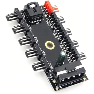 Hub Multi Fans Até 10 Cooler 3 E 4 Pinos Controle Pwm Molex 12v