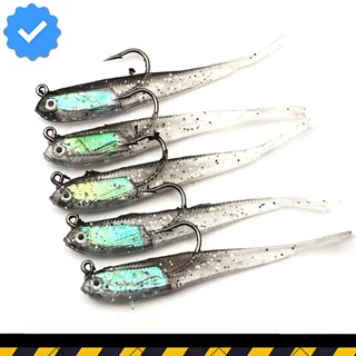 Isca de silicone macio com cauda dividida, isca de pesca artificial para água salgada, peixe swimbaits com ganchos, 7cm/6g,
