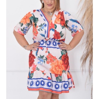 Vestido feminino Plus size Farm amarração Lettre.