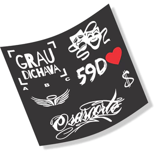 Kit 06 Adesivos GRAU DICHAVA, 59D, CHORA AGORA RIR DEPOIS, CIFRÃO, ANJO Moto, OSASCORTE em Oferta na Shopee
