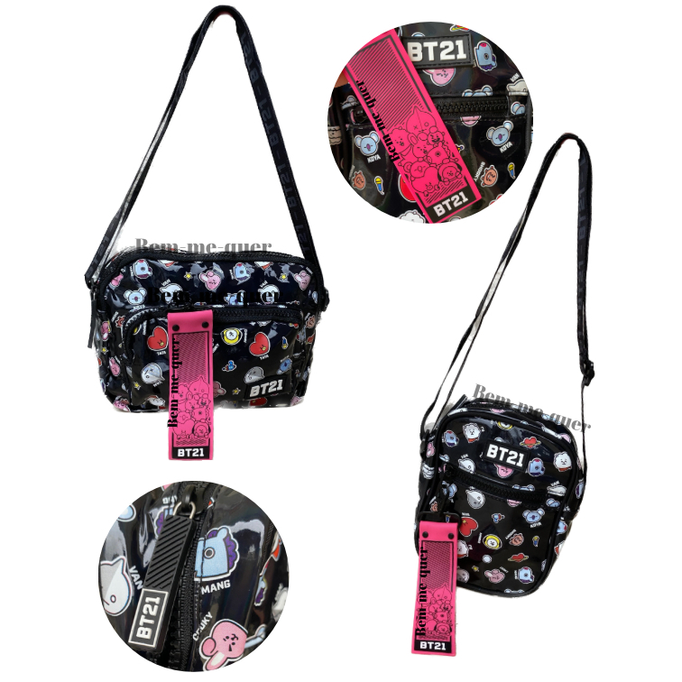 Bolsa BT21 BTS Shoulder Bag Transversal Holográfica Juvenil Feminina