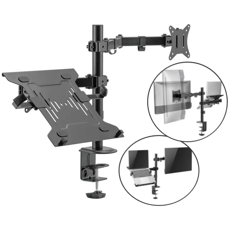 Suporte Notebook E Monitor Articulado Ajuste Fixa Na Mesa Evolut