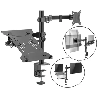 Suporte Notebook E Monitor Articulado Ajuste Fixa Na Mesa Evolut