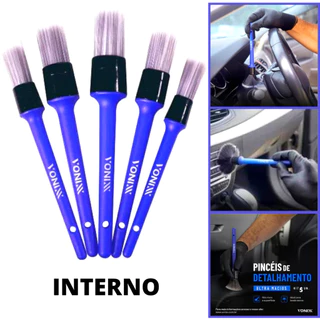 Kit 5 Pincel Para Limpeza Automotiva Lavagem Detalhada Interno Acessório Para Carros Motos Vonixx