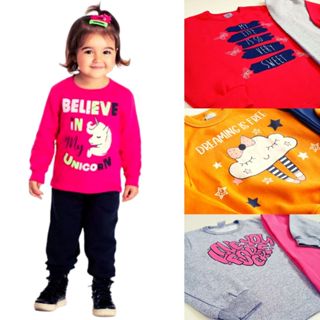 Kit 6 Peças Conjunto Moletom Infantil Menina Inverno 1 ao 16 Feminino Manga Longa