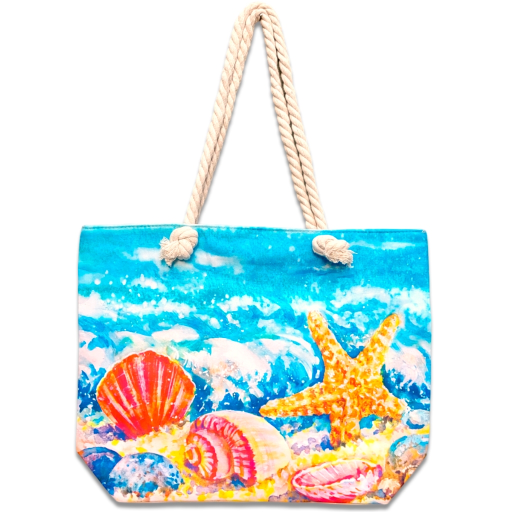 Bolsa De Praia Feminina Grande Lona Com Alça De Corda Verão