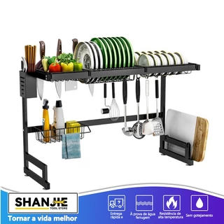 Escorredor De Louça Suspenso Organizador De Cozinha 85cm /65cmPreto Aço Inoxidável