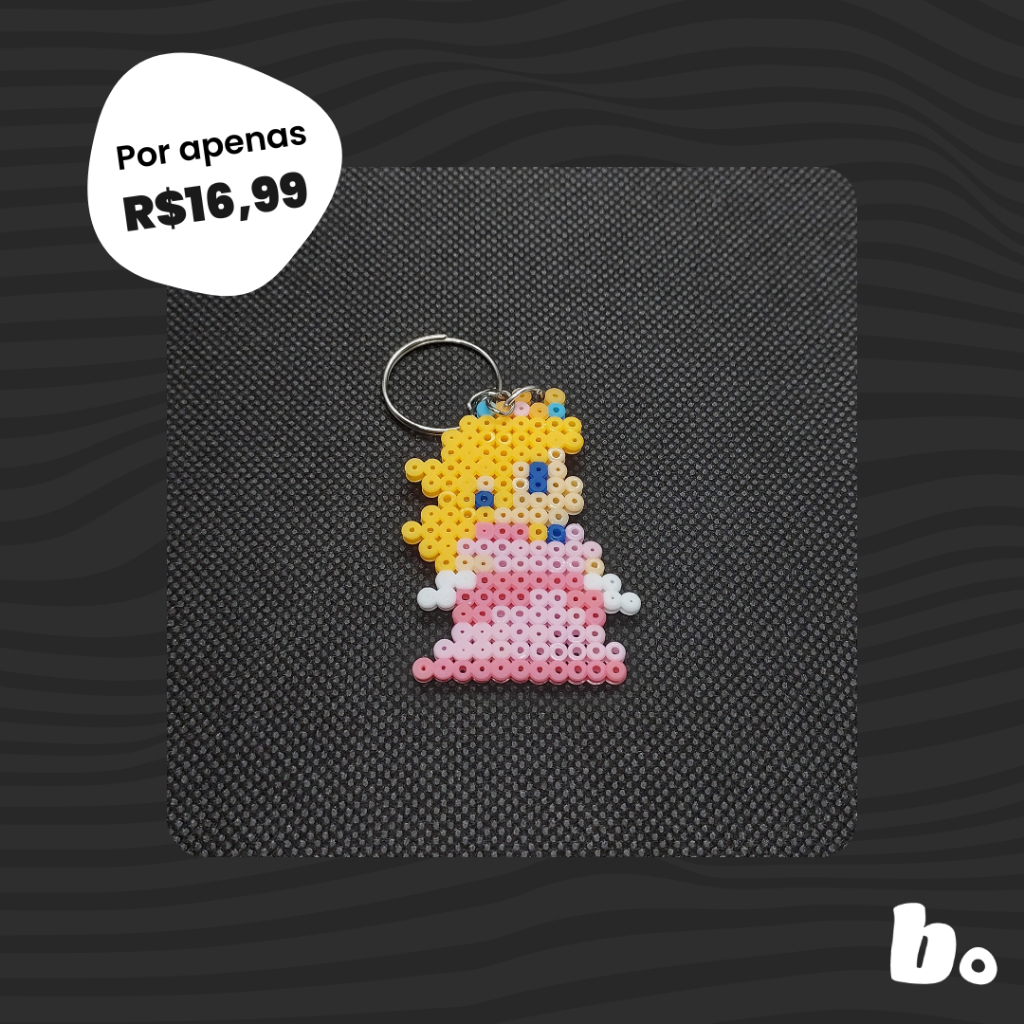 Chaveiro - Princesa Peach (Super Mario) (Hama beads/perler beads/pixel art)  | Shopee Brasil