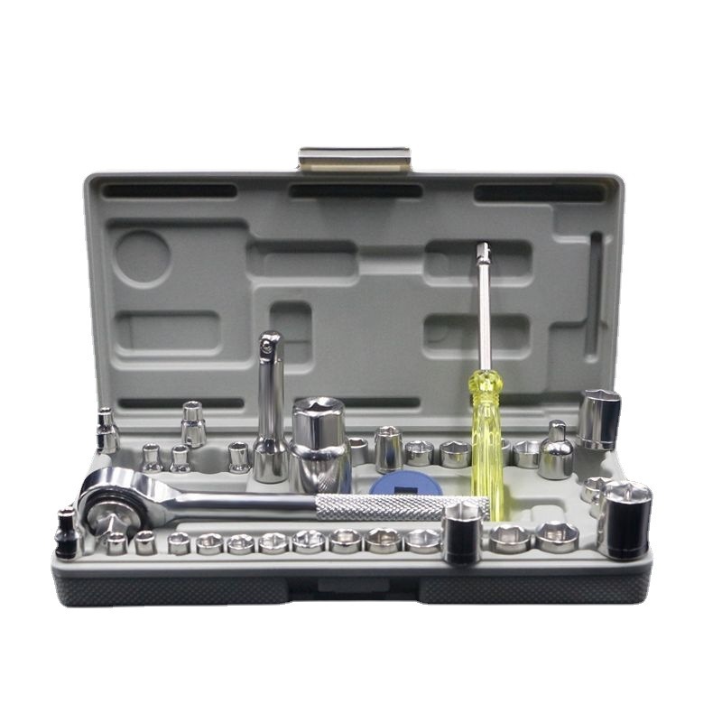 Jogo De Soquete Chave Catraca Reversível 1/4 - 40 Peças Resistente à Pressão Resistente à Abrasão