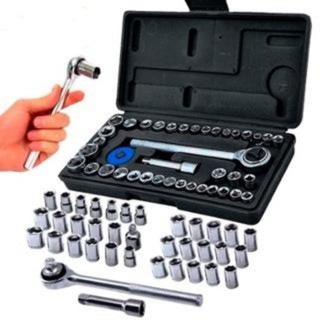 Kit Jogo De Chave De Catraca Reversível Com Soquetes