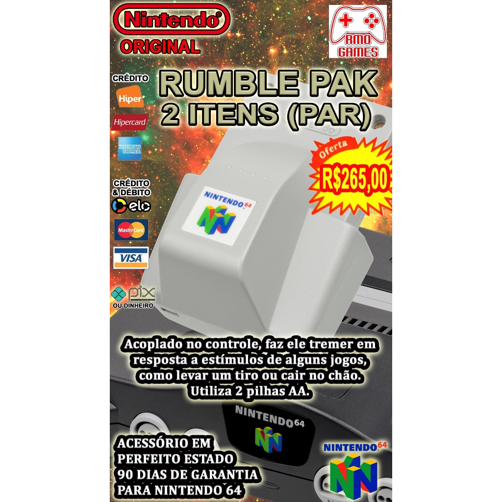 Par de Rumble Paks Originais para Nintendo 64, 90 dias de garantia ...