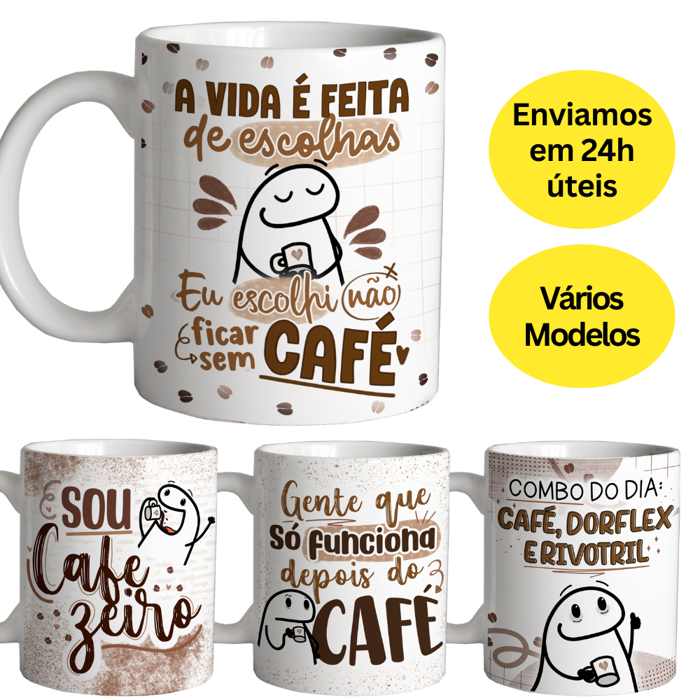 Caneca Personalizada de Porcelana - Xícara com Frases e Engraçadas - Café - Bento Flork Meme Cafe - Cafezeiro - Caneca Divertida - Xícaras de Café