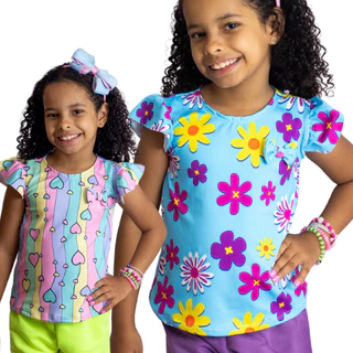 Kit com 2 Blusas Infatil de Menina Confortável Elegante E Estampadas