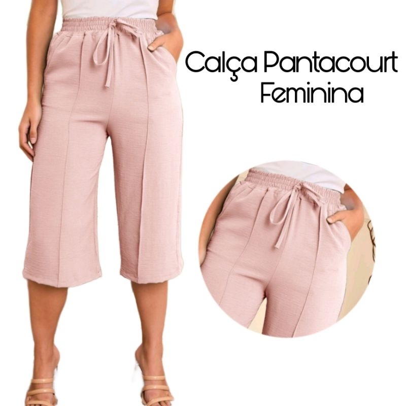 Calça Pantacourt C/ Bolso cintura alta Feminina Duna