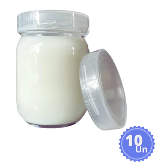 KIT c/10 Vidros p/ Armazenamento de Leite Materno 200ml + TAMPAS PLÁSTICAS