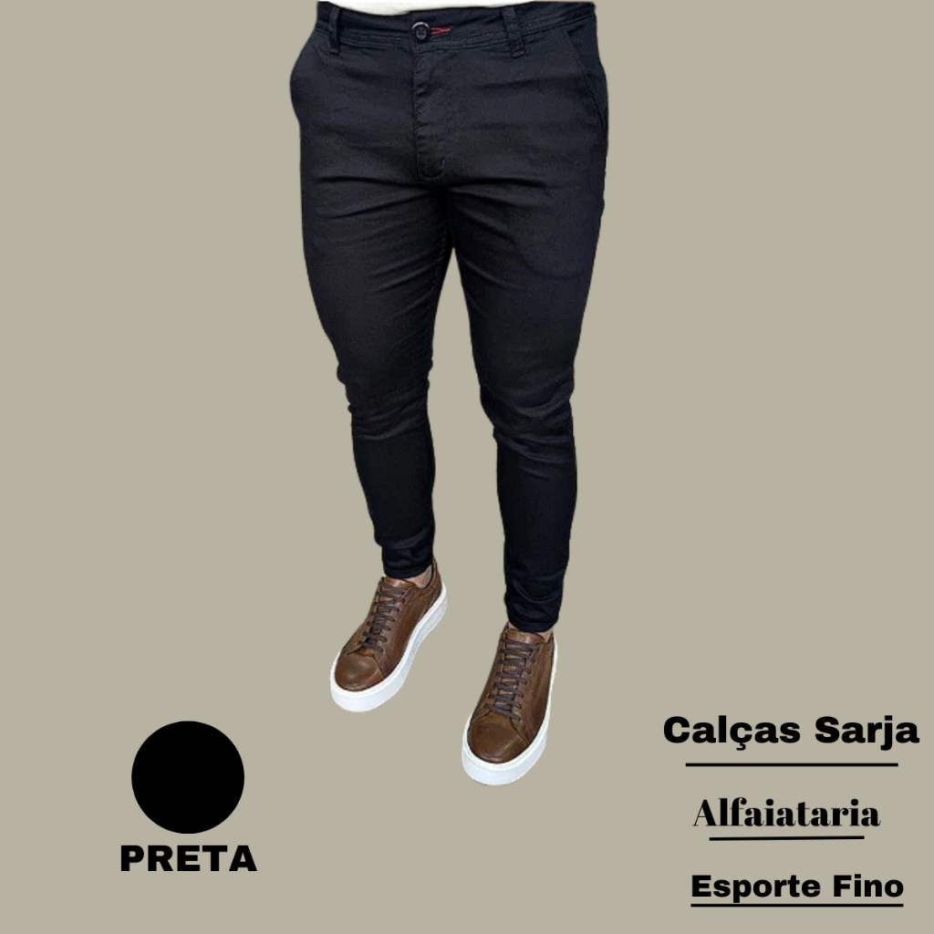 Calça Masculina Alfaiataria Sarja com Elastano Calça Elegante Premium Luxo