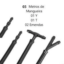 Mangueira 3Mt Brucutu Esguicho Limpador Para-brisa + Conexão T Y I Celta Gol Uno Ford 5 Itens