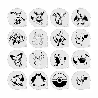 Stencil Pokemon Infantis Kit 16 Moldes 7x7cm